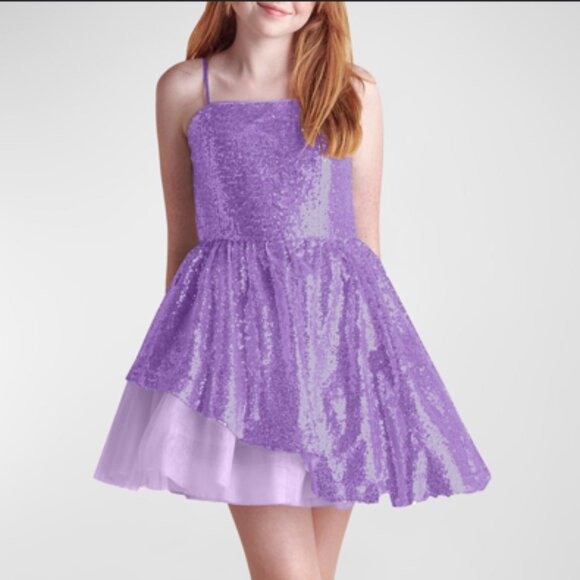 Girl's Sequined Peek-a-Boo Tulle Dress Size 10 - Picture 1 of 6